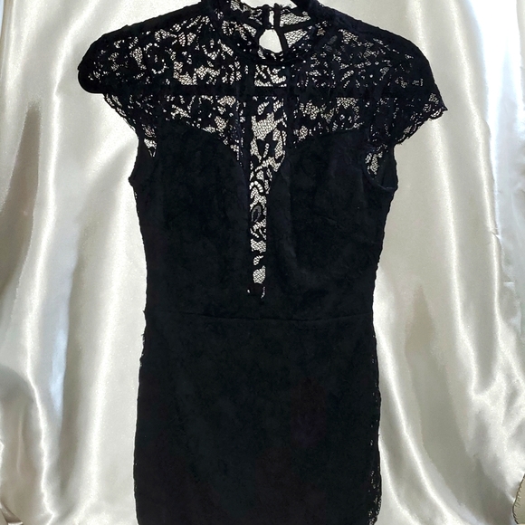Bebe Mini Black Lace Dress - Picture 1 of 7